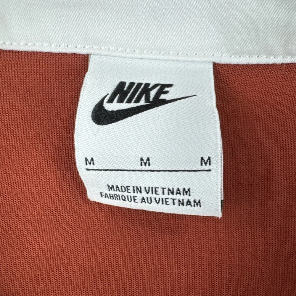 Nike Sportswear Essential Womens M Oversized Long Sleeve Polo Orange FB8720-832